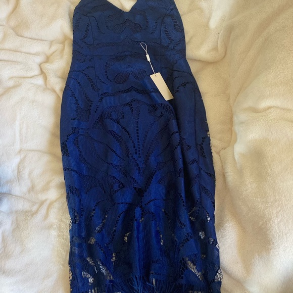 Blue dress, strappy back, size large - Picture 2 of 4